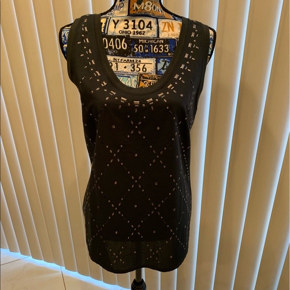 J. Crew Tops - J. Crew Size Medium Black Tank w/silver studding